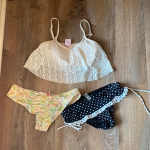 Mix and match Xhiliration top with two Victoria Secret Bottoms sizes S and XS